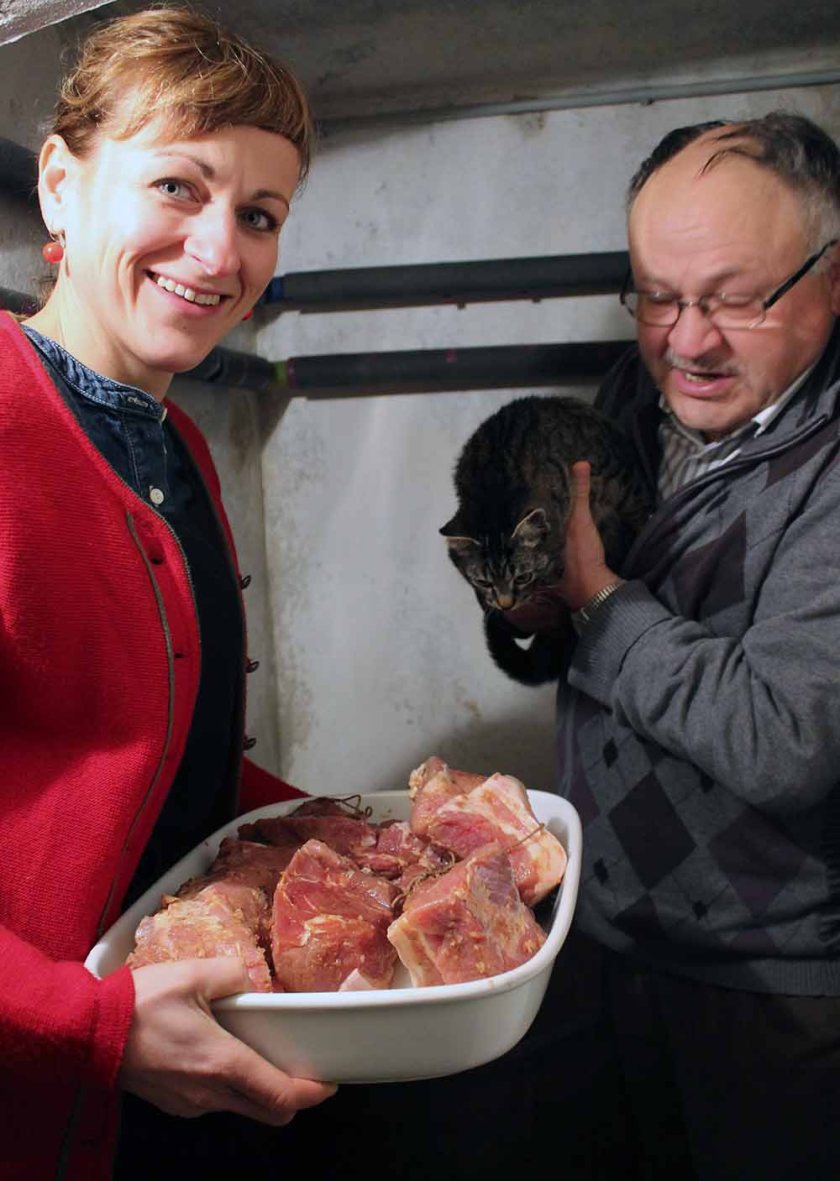 Minki und Papa hat der Sur-Geruch angelockt