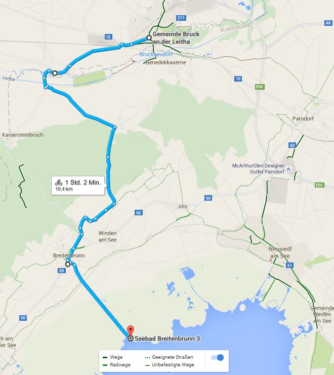 (c) Google von Bruck nach Breitenbrunn